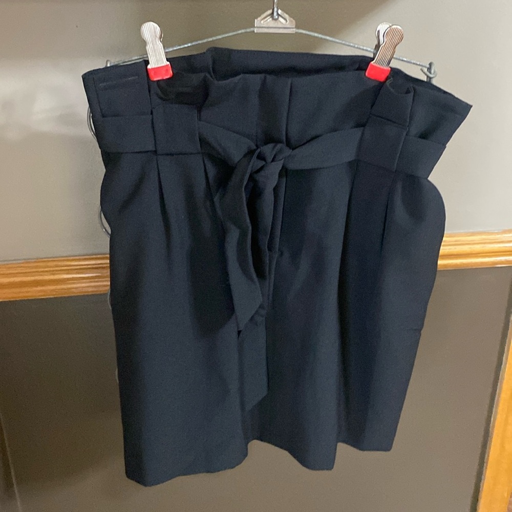 Miss Selfridge black paper bag waist mini skirt with pockets size 4
